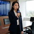 体育新闻发布现场记者正在记录内容