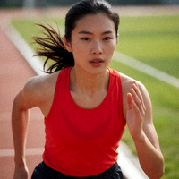 运动员在跑道上奔跑训练的头像照片
